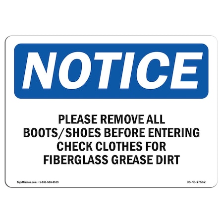 Signmission OSHA Sign, Please Remove All Boots Shoes Before Entering, 5in X 3.5in Decal, 5" W, 3.5" H, Landscape OS-NS-D-35-L-17562